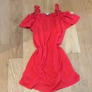 Cover up or dress. Off the shoulder